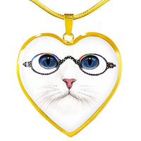 Cute Cat With Glasses Heart Pendant Luxury Necklace-Free Shipping - Deruj.com