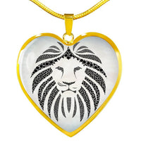 Lion Black&White Art Print Heart Charm Necklaces-Free Shipping - Deruj.com