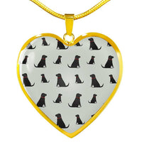 Labrador Retriever Pattern Print Luxury Heart Charm Necklace -Free Shipping - Deruj.com