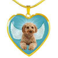 Cavapoo Dog Print Heart Pendant Luxury Necklace-Free Shipping - Deruj.com