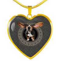 Amazing Basset Hound Dog Print Heart Pendant Luxury Necklace-Free Shipping - Deruj.com