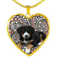Entlebucher Mountain Dog Print Heart Pendant Luxury Necklace-Free Shipping - Deruj.com