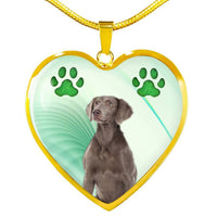 Cute Weimaraner Print Heart Pendant Luxury Necklace-Free Shipping - Deruj.com