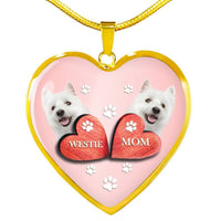 West Highland White Terrier (Westie) Print Heart Charm Luxury Necklace-Free Shipping - Deruj.com