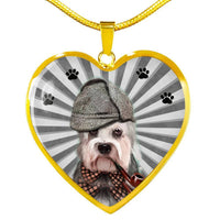 Dandie Dinmont Terrier Print Heart Pendant Luxury Necklace-Free Shipping - Deruj.com