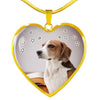 English Foxhound Print Heart Pendant Luxury Necklace-Free Shipping - Deruj.com