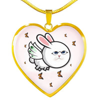 Flying Cat Print Heart Pendant Luxury Necklace-Free Shipping - Deruj.com