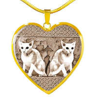 Oriental Shorthair Cat Print Heart Pendant Luxury Necklace-Free Shipping - Deruj.com