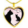 Cat Vector Art Print Heart Charm Necklaces-Free Shipping - Deruj.com