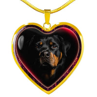 Lovely Rottweiler Dog Print Heart Charm Necklaces-Free Shipping - Deruj.com