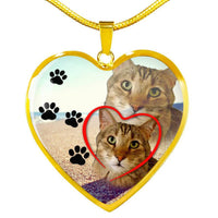 Pixie Bob Cat Print Heart Pendant Luxury Necklace-Free Shipping - Deruj.com