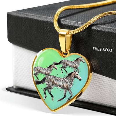 Quarter Horse Art Print Heart Charm Necklaces-Free Shipping - Deruj.com
