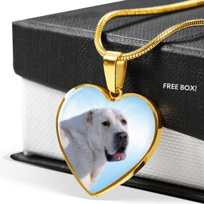 Central Asian Shepherd Dog Print Heart Pendant Luxury Necklace-Free Shipping - Deruj.com