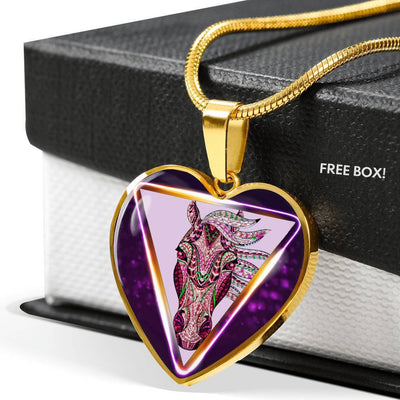 Horse Designer Art Print Heart Charm Necklaces-Free Shipping - Deruj.com