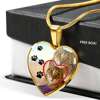 Pixie Bob Cat Print Heart Pendant Luxury Necklace-Free Shipping - Deruj.com