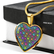 Colorful Paws Print Heart Charm Necklaces-Free Shipping - Deruj.com