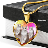 Ragamuffin Cat Print Heart Pendant Luxury Necklace-Free Shipping - Deruj.com