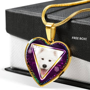 Lovely Samoyed Dog Print Heart Charm Necklaces-Free Shipping - Deruj.com