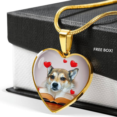 Norwegian Lundehund Print Heart Pendant Luxury Necklace-Free Shipping - Deruj.com