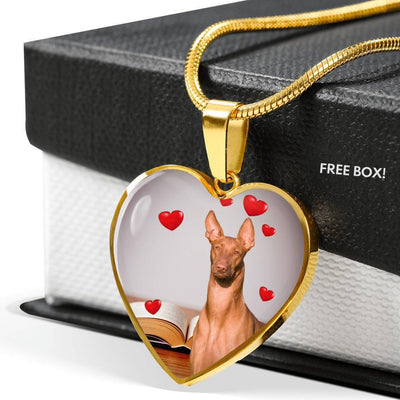 Pharaoh Hound Print Heart Pendant Luxury Necklace-Free Shipping - Deruj.com