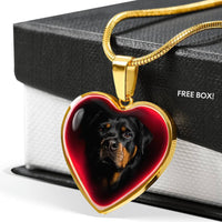 Rottweiler Dog Print Heart Charm Necklaces-Free Shipping - Deruj.com