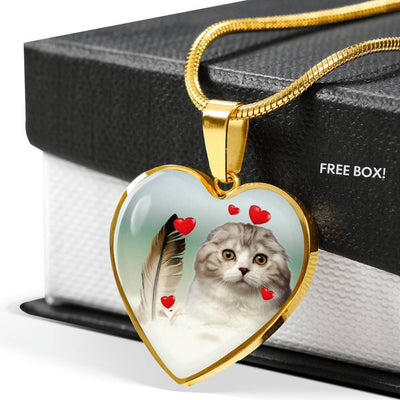 Scottish Fold Print Heart Pendant Luxury Necklace-Free Shipping - Deruj.com