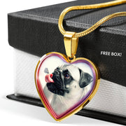 Cute Pug Dog Print Heart Charm Necklaces-Free Shipping - Deruj.com