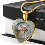 Singapura Cat Print Heart Pendant Luxury Necklace-Free Shipping - Deruj.com