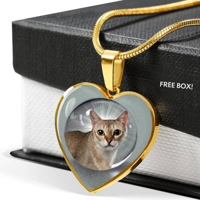 Singapura Cat Print Heart Pendant Luxury Necklace-Free Shipping - Deruj.com