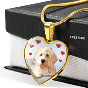 Goldendoodle Print Heart Pendant Luxury Necklace-Free Shipping - Deruj.com