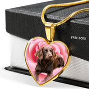Boykin Spaniel Print Heart Pendant Luxury Necklace-Free Shipping - Deruj.com