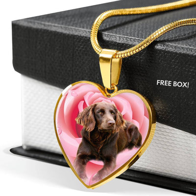 Boykin Spaniel Print Heart Pendant Luxury Necklace-Free Shipping - Deruj.com