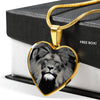 Lion Grey Art Print Heart Charm Necklaces-Free Shipping - Deruj.com