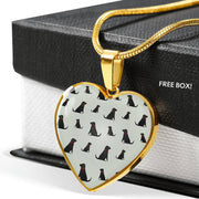 Labrador Retriever Pattern Print Luxury Heart Charm Necklace -Free Shipping - Deruj.com