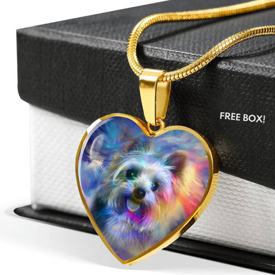 Yorkie Art Print Heart Pendant Luxury Necklace-Free Shipping - Deruj.com