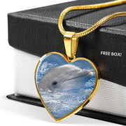 Cute Dolphin Print Heart Pendant Luxury Necklace-Free Shipping - Deruj.com
