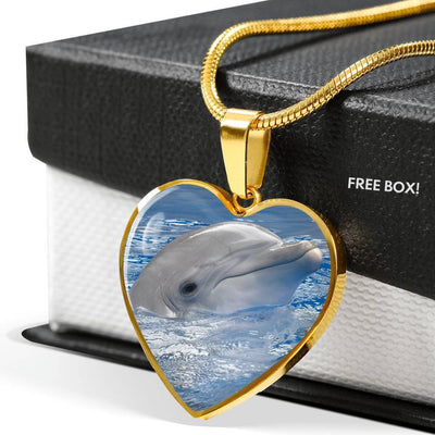 Cute Dolphin Print Heart Pendant Luxury Necklace-Free Shipping - Deruj.com