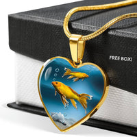 Butterfly Koi Fish Print Heart Charm Steel Bracelet-Free Shipping - Deruj.com