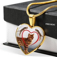 Bengal Cat Print Heart Pendant Luxury Necklace-Free Shipping - Deruj.com