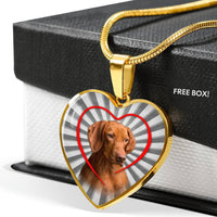 Lovely Vizsla Dog Print Heart Charm Necklace-Free Shipping - Deruj.com