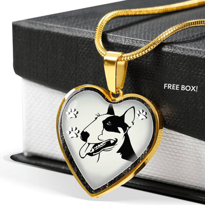 Bull Terrier Dog Art Print Heart Charm Necklaces-Free Shipping - Deruj.com