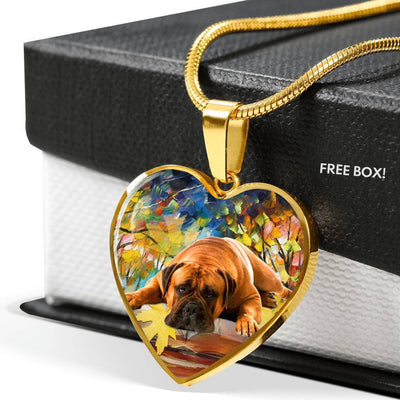 Bullmastiff Print Heart Pendant Luxury Necklace-Free Shipping - Deruj.com