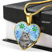 Cute American Shorthair Print Heart Pendant Luxury Necklace-Free Shipping - Deruj.com