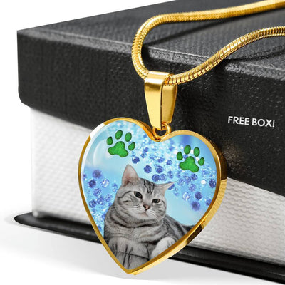 Cute American Shorthair Print Heart Pendant Luxury Necklace-Free Shipping - Deruj.com