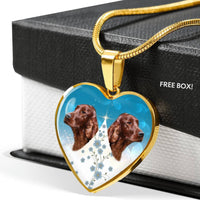 Irish Setter Dog Print Heart Pendant Luxury Necklace-Free Shipping - Deruj.com