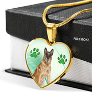 Belgian Malinois Dog Print Heart Pendant Luxury Necklace-Free Shipping - Deruj.com