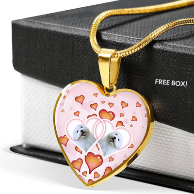 Maltese Dog Print Heart Charm Luxury Necklace-Free Shipping - Deruj.com