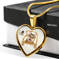Lovely Bengal Cat Print Heart Charm Necklaces-Free Shipping - Deruj.com