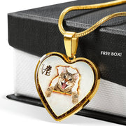 Lovely Bengal Cat Print Heart Charm Necklaces-Free Shipping - Deruj.com