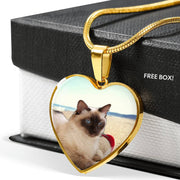 Balinese Cat Print Heart Pendant Luxury Necklace-Free Shipping - Deruj.com